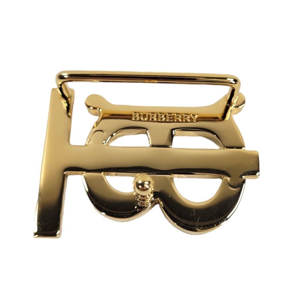 Burberry Gold-Tone TB Logo Buckle Reversible Black/Brown Leather Belt (SMALL) - Picture 5 of 12
